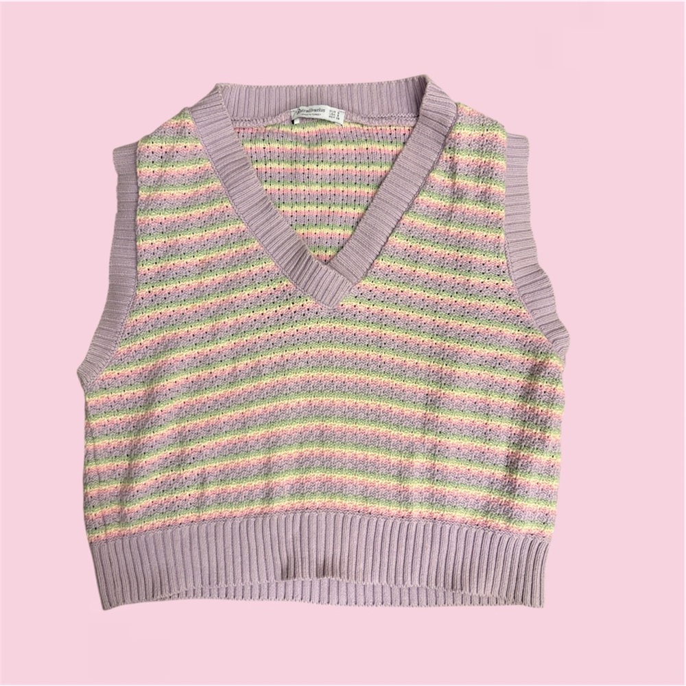 Stradivarius Pastel Striped Knit Top - Size S